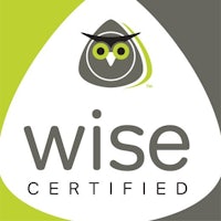 wise certified logo with an owl on it